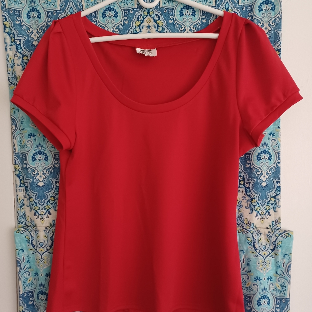 Red Short-Sleeved Patty Top